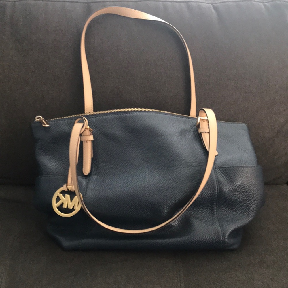 Navy blue Michael Kors leather tote